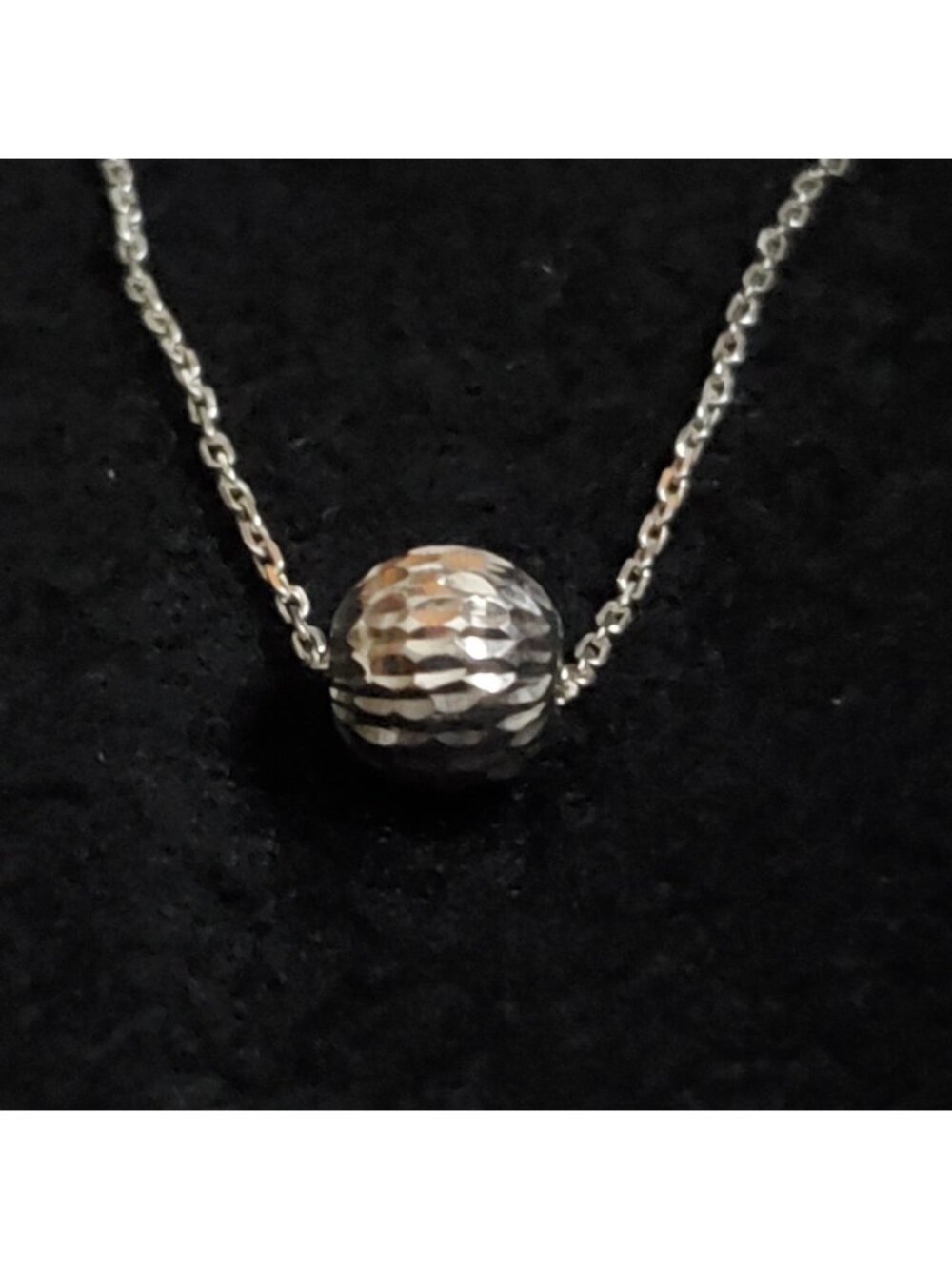 JCM Sterling Silver Necklace Faceted Ball Bead 10mm 18"